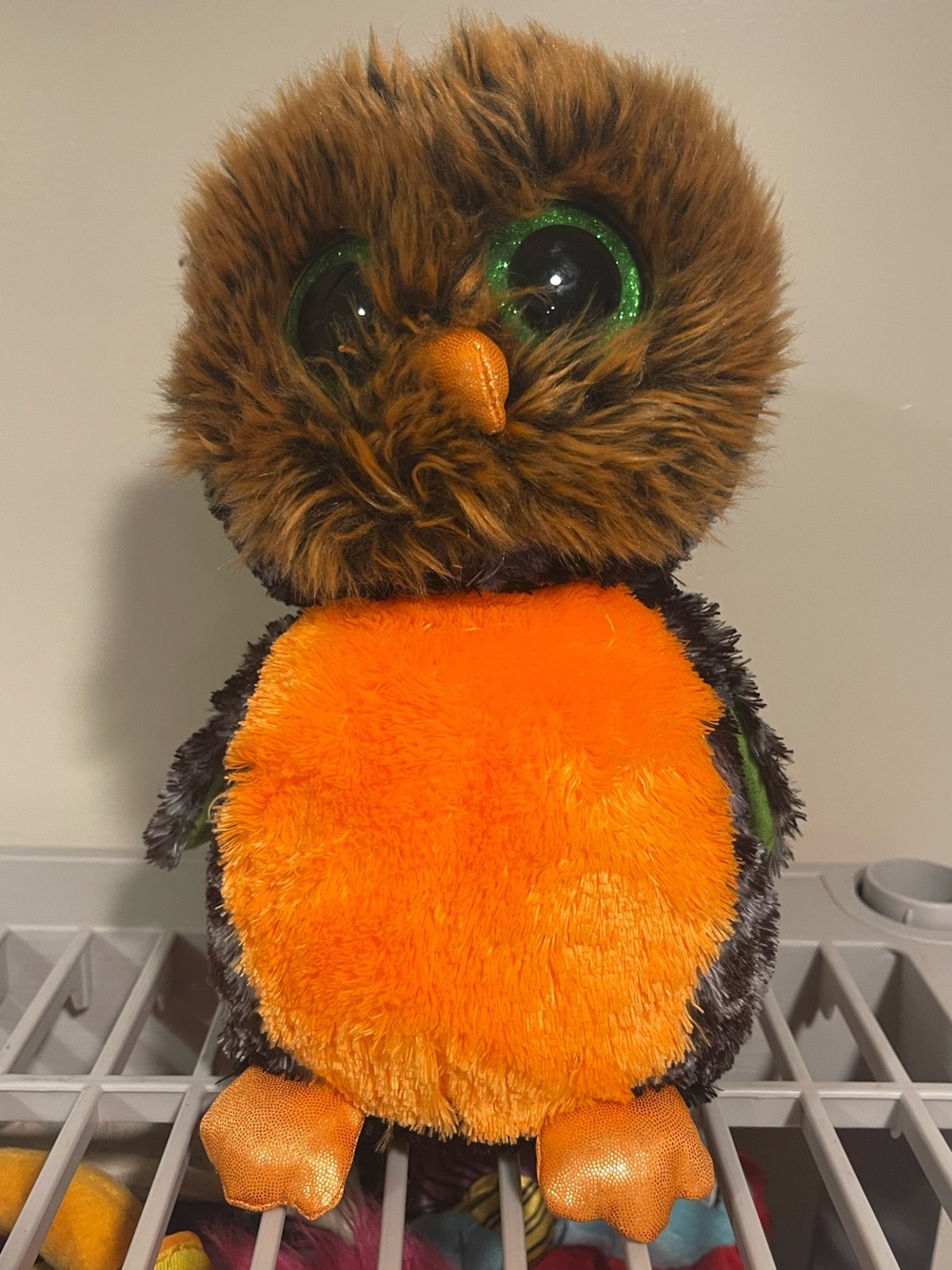 TY Beanie Boos -Midnight the Halloween Owl Green Glitter Eyes 9" Medium